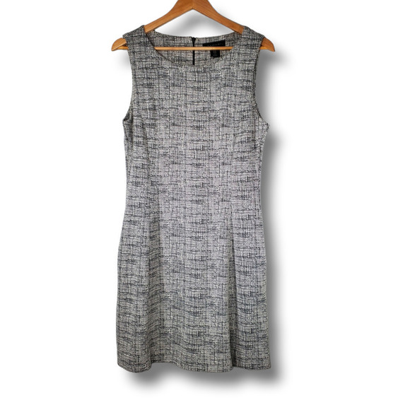 Tahari Sleeveless Sheath Dress Crosshatch Pattern Gray Size 12 - Picture 1 of 10